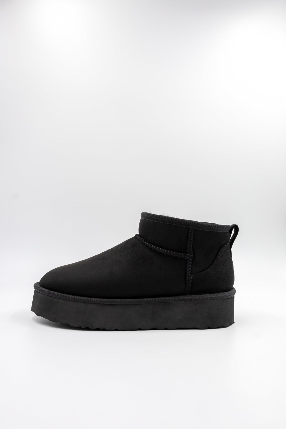 ROVYXEL Faux Fur Lined Ultra Mini Platform Boot - Black / Black Mink - image 1