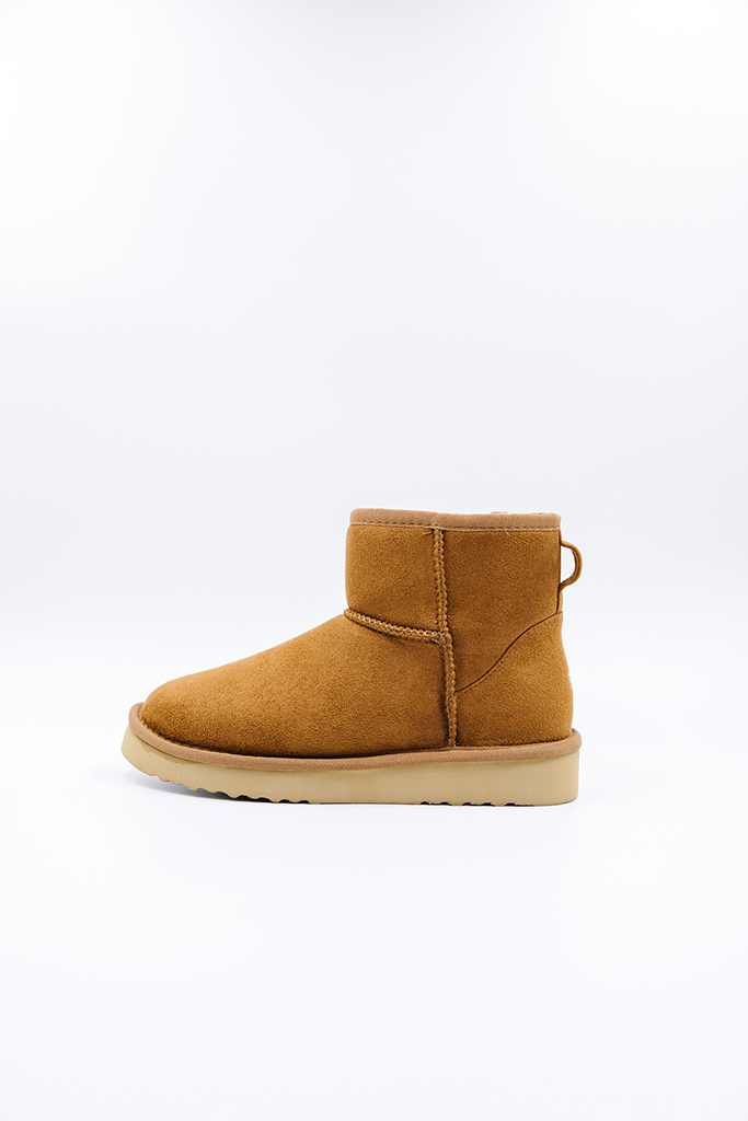 ROVYXEL Faux Fur Lined Mini Boot - Chestnut / Snow White - image 1