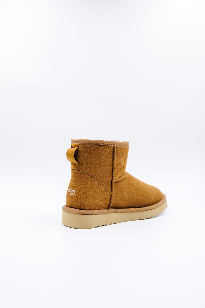ROVYXEL Faux Fur Lined Mini Boot - Chestnut / Snow White - image 5