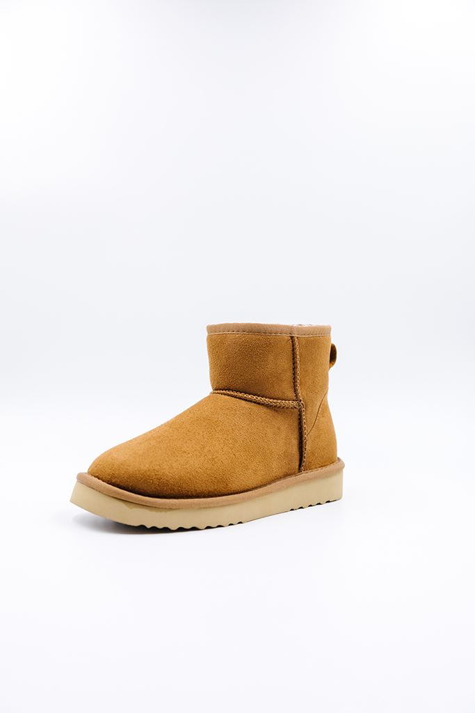 ROVYXEL Faux Fur Lined Mini Boot - Chestnut / Snow White - image 4