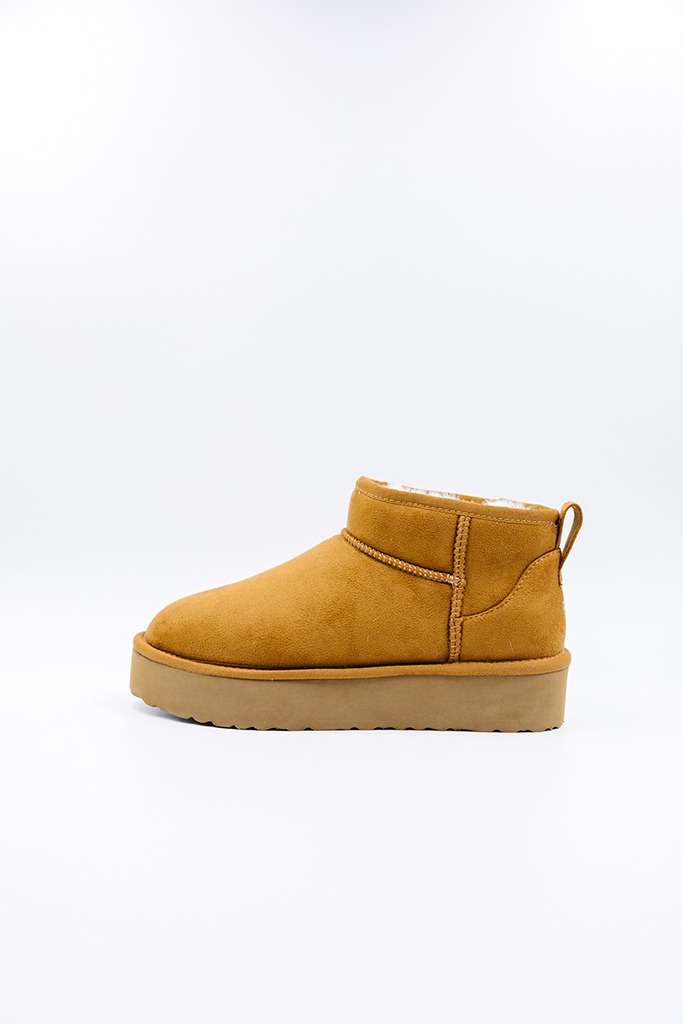 ROVYXEL Faux Fur Lined Ultra Mini Platform Boot - Chestnut / Snow White - image 1