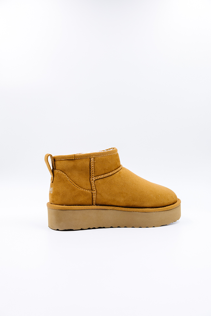 ROVYXEL Faux Fur Lined Ultra Mini Platform Boot - Chestnut / Snow White - image 4