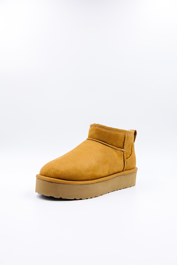 ROVYXEL Faux Fur Lined Ultra Mini Platform Boot - Chestnut / Snow White - image 5