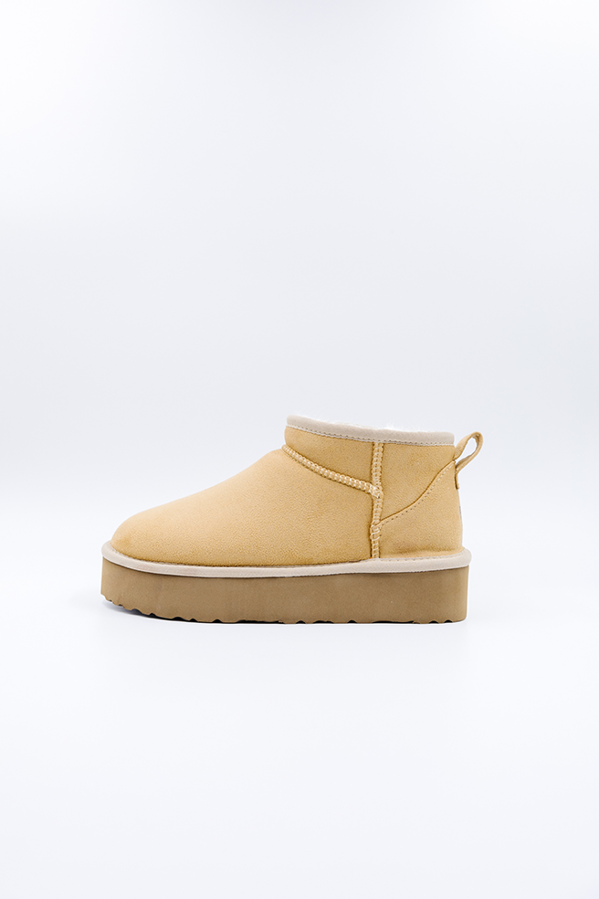 ROVYXEL Faux Fur Lined Ultra Mini Platform Boot - Tan / Snow White - image 1