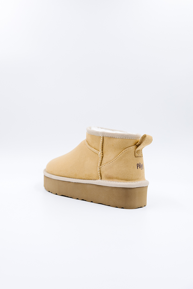 ROVYXEL Faux Fur Lined Ultra Mini Platform Boot - Tan / Snow White - image 2