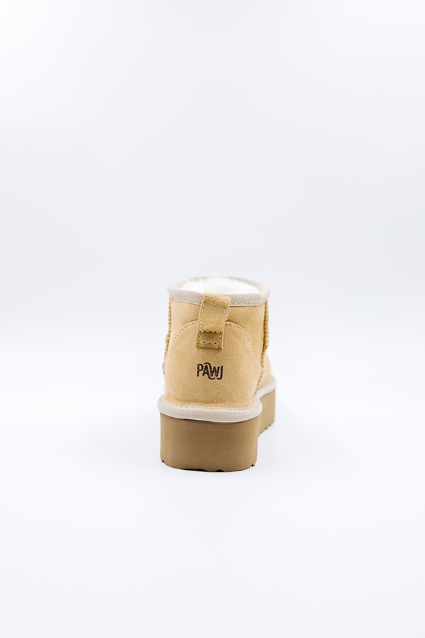 ROVYXEL Faux Fur Lined Ultra Mini Platform Boot - Tan / Snow White - image 3