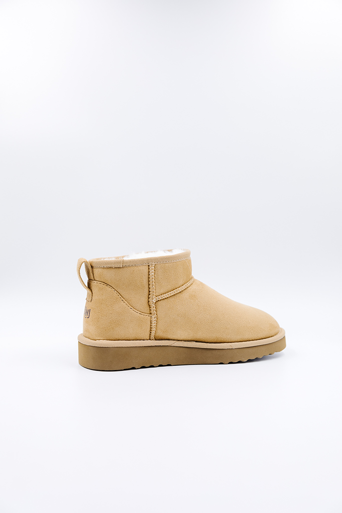 ROVYXEL Faux Fur Lined Ultra Mini Boot - Tan / Snow White - image 4